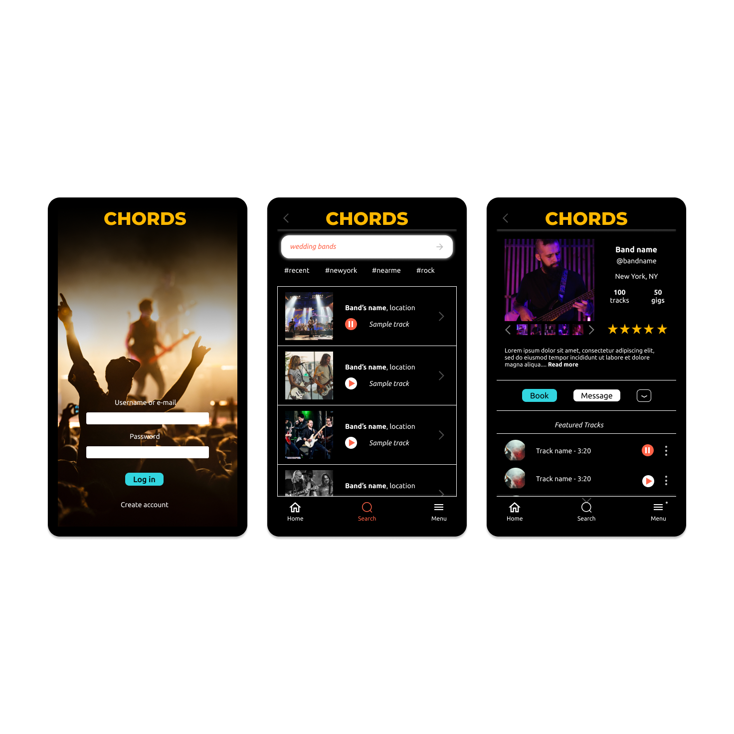Chords musician booking app